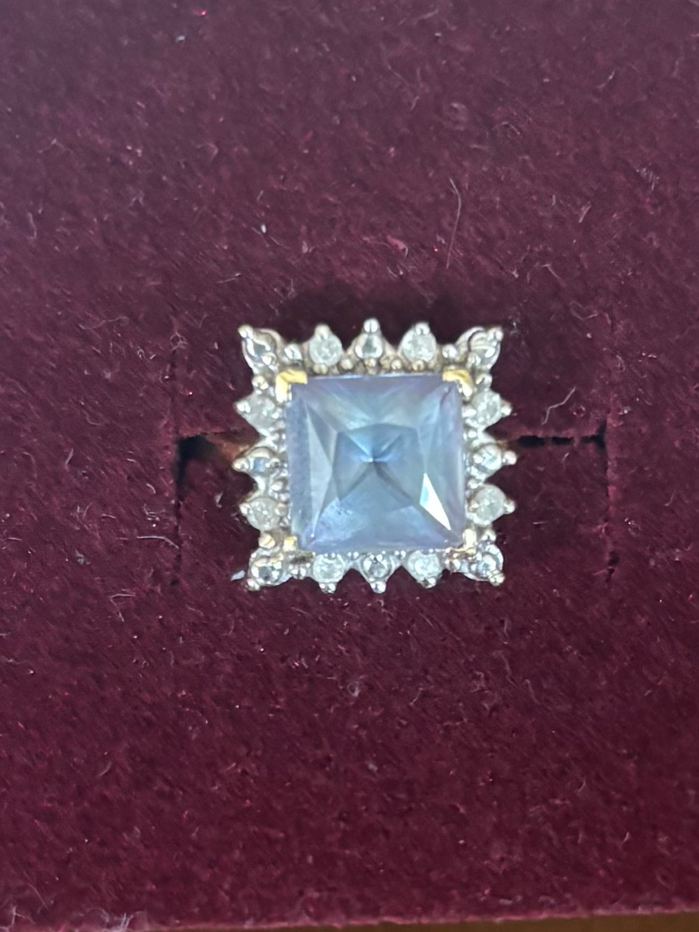 Square Gray Gemstone Halo ring -